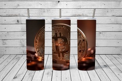 Bitcoin design for 20 oz Skinny tumbler