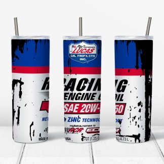 Lucas Racing Engine Oil Stained Design for 20 oz skinny tumbler