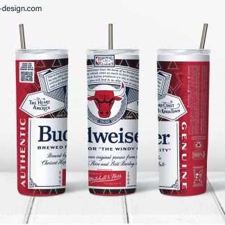 Budweiser Chicago Bulls Design for 20oz Skinny Tumbler