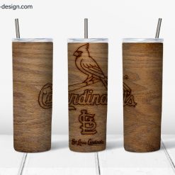 STL Cardinals Baseball Wood Burning design for 20oz skinny tumbler
