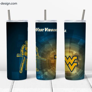 West Virginia University design for 20oz skinny tumbler