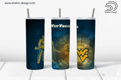 West Virginia University design for 20oz skinny tumbler