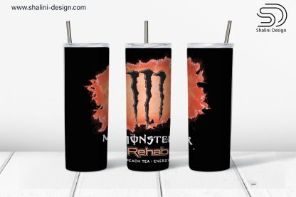 Monster Energy Rehab Peach design for 20 oz skinny tumbler