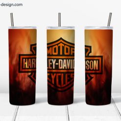 Harley Davidson Red Flame design for 20oz skinny tumbler