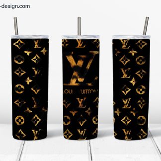 LV Leopard Design with Brown Background for 20oz Skinny Tumbler