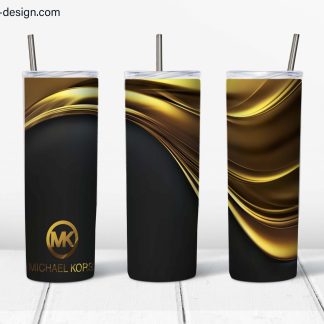 Michael Kors Black Golden Wave design for 20oz tumbler