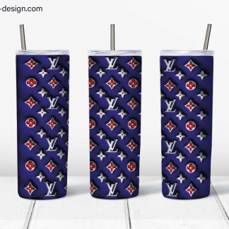 Blue Red Louis Vuitton 3D Puff design for 20oz tumbler LV