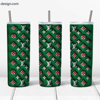 Green Red Louis Vuitton 3D Puff design for 20oz tumbler LV