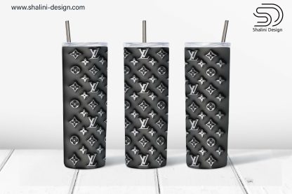Grey Louis Vuitton 3D Puff design for 20oz tumbler