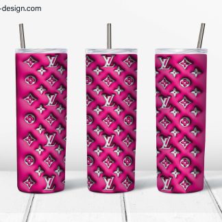 Pink Louis Vuitton 3D Puff design for 20oz tumbler LV