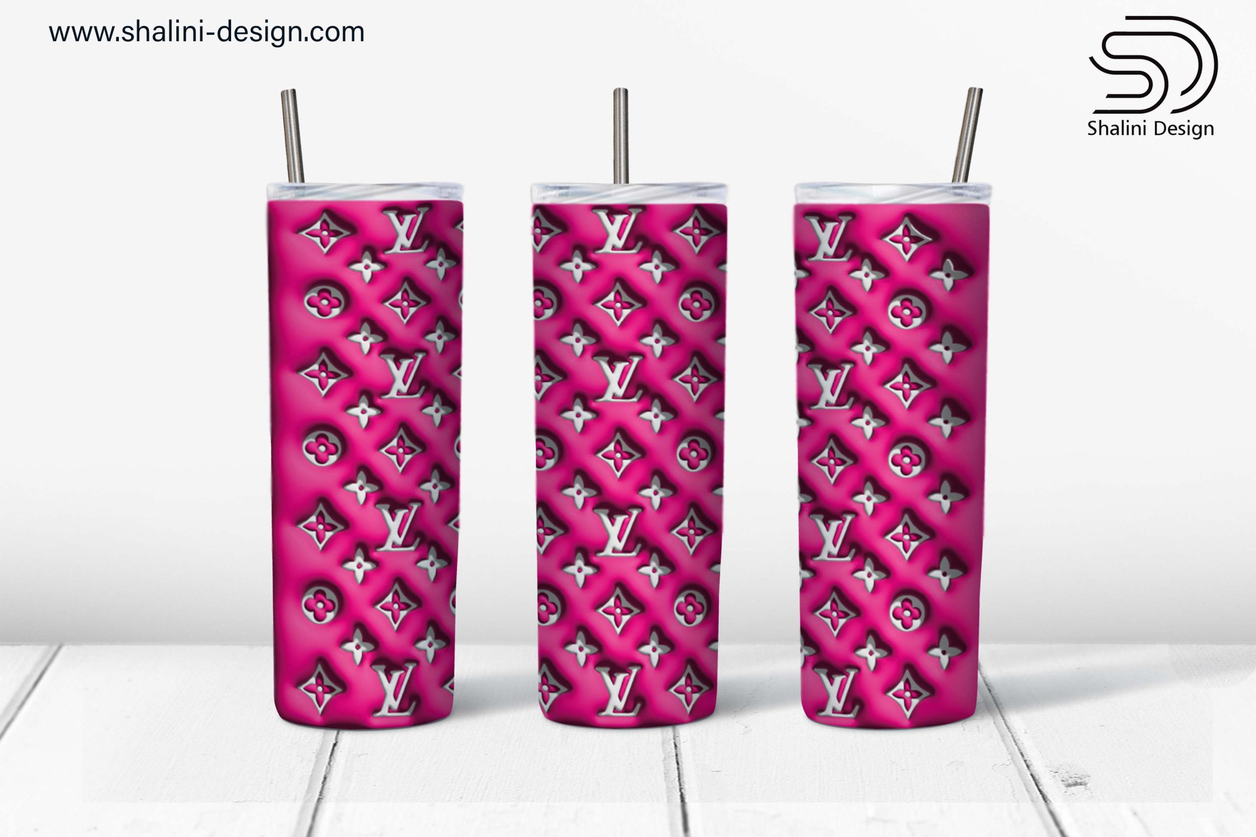 Pink Louis Vuitton 3D Puff design for 20oz tumbler LV Shalini Design  Webstore