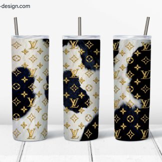 Louis Vuitton Golden Cow Print 3D design for oz tumbler LV