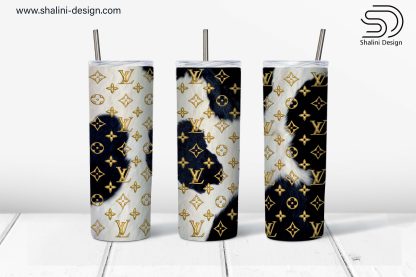 Louis Vuitton Golden Cow Print 3D design for oz tumbler LV